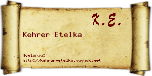 Kehrer Etelka névjegykártya